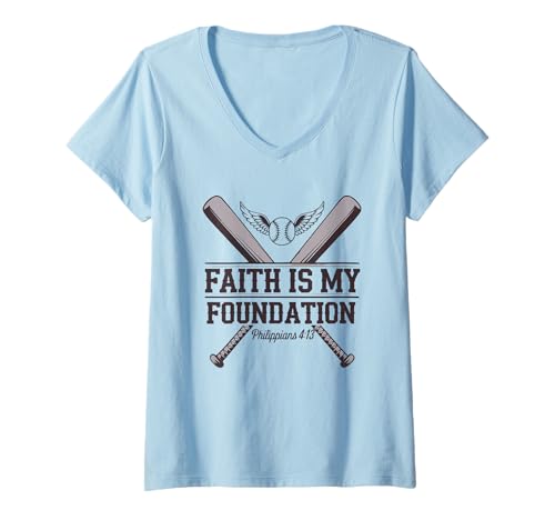 Damen I Can Do All Things Through Christ Philippians Baseball T-Shirt mit V-Ausschnitt Damen I Can Do All Things Through Christ Philippians Baseball T-Shirt mit V-Ausschnitt von Ich Kann Alles Durch Christ Baseball Christlich