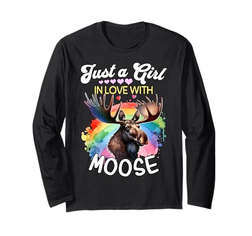 Moose Girl Mädchen Liebt Elch Langarmshirt Moose Girl Mädchen Liebt Elch Langarmshirt von Ich Liebe Elch Designs Für Damen