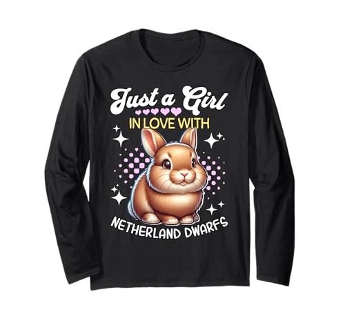 Netherland Dwarf Girl Mädchen Liebt Farbenzwerge Kaninchen Langarmshirt von Ich Liebe Farbenzwerge Kaninchen Designs Für Damen