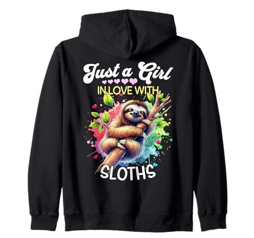Sloth Girl Mädchen Liebt Faultier Kapuzenjacke Sloth Girl Mädchen Liebt Faultier Kapuzenjacke von Ich Liebe Faultier Designs Für Damen
