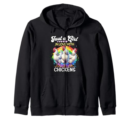 Chicken Girl Mädchen Liebt Hühner Lustiges Geschenk Kapuzenjacke von Ich Liebe Hühner Designs Für Damen Lustiges
