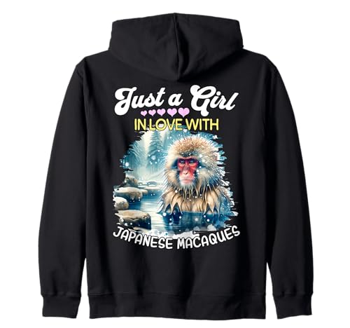 Japanese Macaque Girl Mädchen Liebt Japanmakak Kapuzenjacke Japanese Macaque Girl Mädchen Liebt Japanmakak Kapuzenjacke von Ich Liebe Japanmakak Designs Für Damen