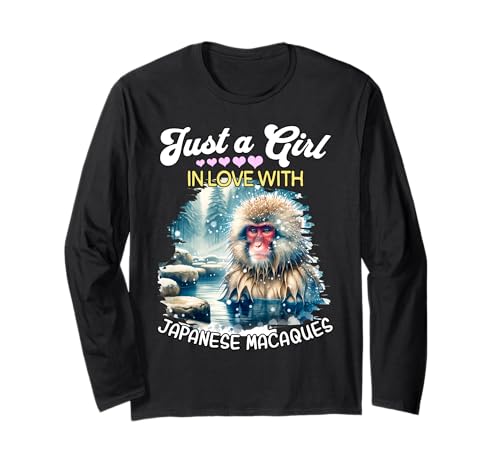 Japanese Macaque Girl Mädchen Liebt Japanmakak Langarmshirt von Ich Liebe Japanmakak Designs Für Damen