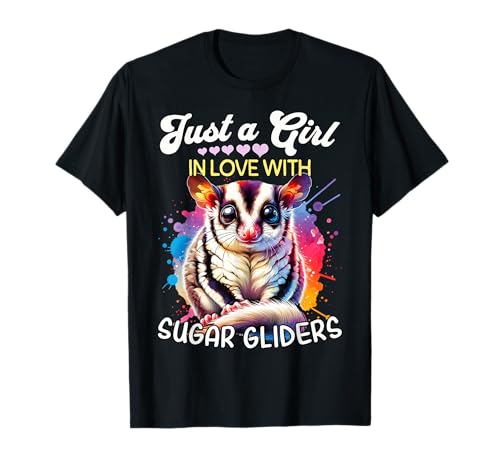 Sugar Glider Girl Mädchen Liebt Gleitbeutler T-Shirt von Ich Liebe Kurzkopfgleitbeutler Designs Für Damen