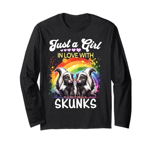 Skunk Girl Mädchen Liebt Stinktier Langarmshirt Skunk Girl Mädchen Liebt Stinktier Langarmshirt von Ich Liebe Stinktier Designs Für Damen