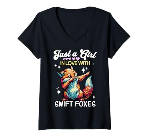 Damen Swift Fox Girl Mädchen Liebt Swiftfuchs T-Shirt mit V-Ausschnitt Damen Swift Fox Girl Mädchen Liebt Swiftfuchs T-Shirt mit V-Ausschnitt von Ich Liebe Swiftfuchs Designs Für Damen