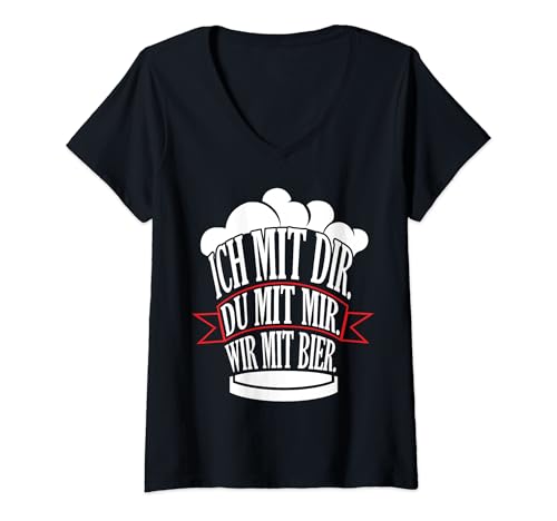 Damen Ich Mit Dir Du Mit Mir Wir Mit Bier Partner BFF T-Shirt mit V-Ausschnitt Damen Ich Mit Dir Du Mit Mir Wir Mit Bier Partner BFF T-Shirt mit V-Ausschnitt von Ich Mit Dir Du Mit Mir Alkohol Partner Look BFF