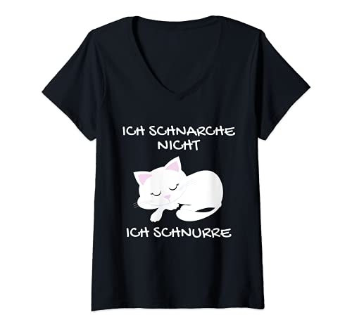 Damen Ich Schnarche Nicht Ich Schnurre Katzen Pyjama Schlaf T-Shirt mit V-Ausschnitt von Ich Schnarche Nicht Ich Schnurre Katzen Geschenke