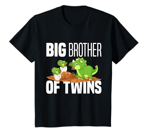 Kinder Ich Werde Großer Bruder Von Zwillingen Dino Dinosaurier T-Shirt von Ich Werde Großer Bruder Kleidung & Geschenke