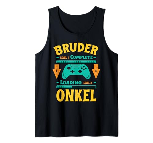 Herren Bruder Level Complete Werdender Onkel Loading Ankündigung Tank Top von Ich Werde Onkel & Werdender Onkel Geschenk Outfits