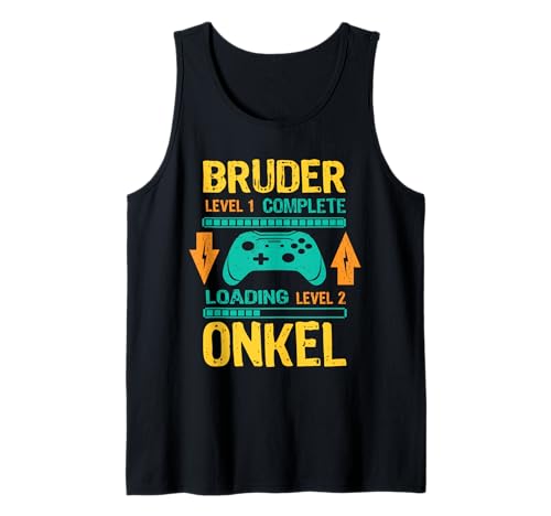Herren Bruder Level Complete Werdender Onkel Loading Ankündigung Tank Top von Ich Werde Onkel & Werdender Onkel Geschenk Outfits