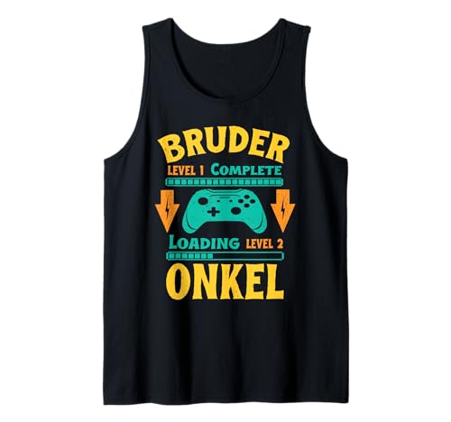 Herren Bruder Level Complete Werdender Onkel Loading Ankündigung Tank Top von Ich Werde Onkel & Werdender Onkel Geschenk Outfits