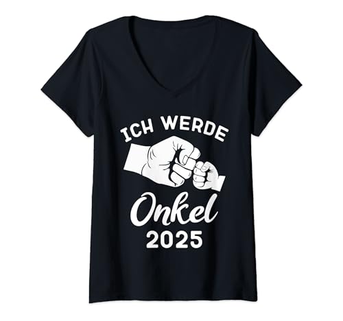 Damen Onkel 2025, Ich Werde Onkel 2025 T-Shirt mit V-Ausschnitt von Ich Werde Tante & Onkel 2025