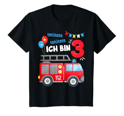 Kinder Feuerwehr 3 Jahre Dritter Geburtstag Junge Look T-Shirt Kinder Feuerwehr 3 Jahre Dritter Geburtstag Junge Look T-Shirt von Ich bin 3 Feuerwehr Party Outfit