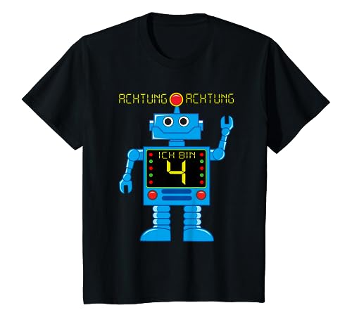Kinder Achtung! Ich bin 4 Jahre 4. Geburtstag Roboter Mechanik T-Shirt Kinder Achtung! Ich bin 4 Jahre 4. Geburtstag Roboter Mechanik T-Shirt von Ich bin 4 Jahre vierter Geburtstag Roboter Robotik