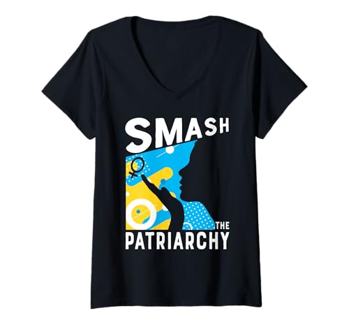 Damen Smash The Patriarchy Zerschlagt das Patriarchat - Feminismus T-Shirt mit V-Ausschnitt von Ich bin Feministin Frauenpower Gleichberechtigung