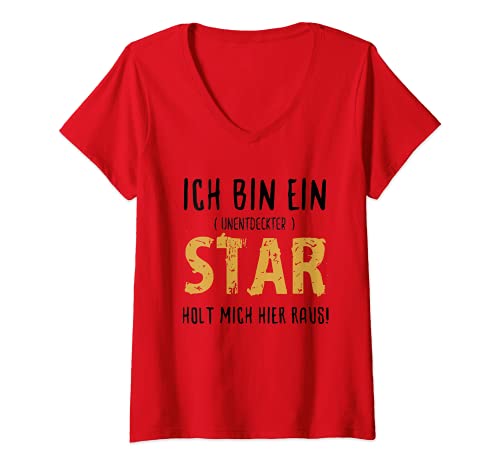Damen ich bin ein unentdeckter STAR holt mich hier raus T-Shirt mit V-Ausschnitt von Ich bin Star Alltagsheld Lust