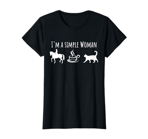 I'm a simple Woman Shirts Ich Liebe Pferde Kaffee & Katzen T-Shirt von Ich bin eine Einfache Frau Tshirt Geschenk Hobbys