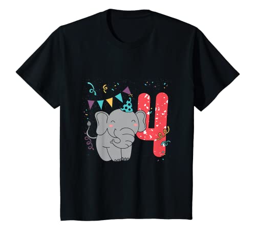 Kinder Ich bin schon 4 Jahre Geburtstag Elefant T-Shirt von Ich bin schon 4 Jahre Geburtstag Elefant