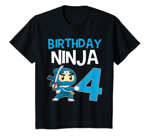 Kinder Ninja 4. Geburtstag - Birthday Ninja T-Shirt von Ich bin schon 4 Jahre Ninja Geburtstag Party