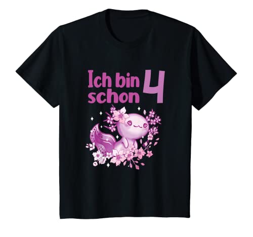 Kinder Ich bin schon 4 und Kindergeburtstag 4 Jahre mit Axolotl T-Shirt Kinder Ich bin schon 4 und Kindergeburtstag 4 Jahre mit Axolotl T-Shirt von Ich bin schon 4 und Kindergeburtstag 4 Jahre