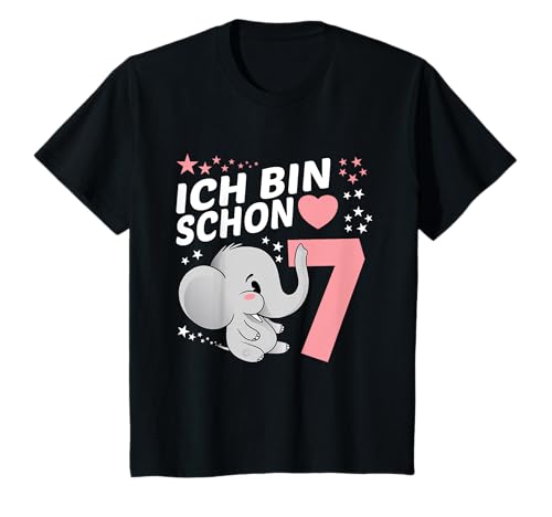 Kinder Geburtstagsshirt 7. Geburtstag Elefant Mädchen T-Shirt von Ich bin schon 7 Jahre Mädchen Geburtstag Geschenk