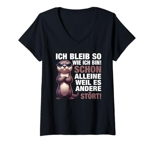 Damen Lustig Ich bleib so wie ich bin Spruch - Selbstbewusst T-Shirt mit V-Ausschnitt Damen Lustig Ich bleib so wie ich bin Spruch - Selbstbewusst T-Shirt mit V-Ausschnitt von Ich bleib so wie ich bin Spruch Selbstbewusst