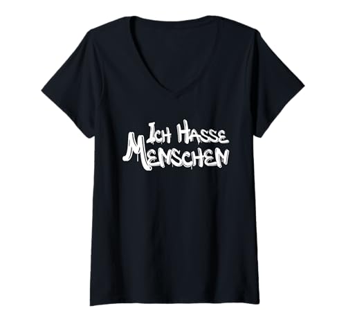 Damen Ich Hasse Menschen T-Shirt mit V-Ausschnitt Damen Ich Hasse Menschen T-Shirt mit V-Ausschnitt von Ich hasse Menschen
