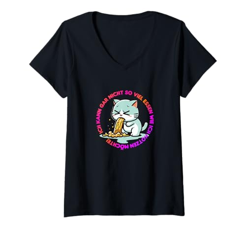 Damen Ich kann gar Nicht so viel Essen wie ich Kotzen möchte! T-Shirt mit V-Ausschnitt Damen Ich kann gar Nicht so viel Essen wie ich Kotzen möchte! T-Shirt mit V-Ausschnitt von Ich kann gar nicht so viel essen wie ich kotzen