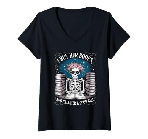 Damen Ich kaufe ihre Bücher und nenne sie ein gutes Mädchenbuch T-Shirt mit V-Ausschnitt Damen Ich kaufe ihre Bücher und nenne sie ein gutes Mädchenbuch T-Shirt mit V-Ausschnitt von Ich kaufe ihre Bücher und nenne sie einen guten