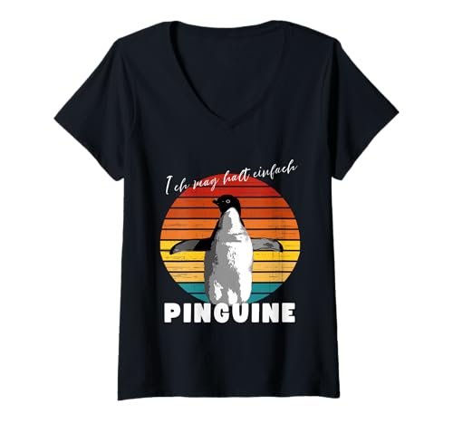 Damen Ich mag halt einfach Pinguine lustig Damen Herren T-Shirt mit V-Ausschnitt von Ich mag Pinguin Motive