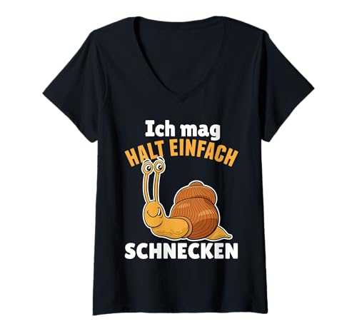 Damen Ich mag Halt einfach Schnecken Schnecke lustiges Schnecken T-Shirt mit V-Ausschnitt Damen Ich mag Halt einfach Schnecken Schnecke lustiges Schnecken T-Shirt mit V-Ausschnitt von Ich mag halt einfach Schnecken Schnecke lustiges