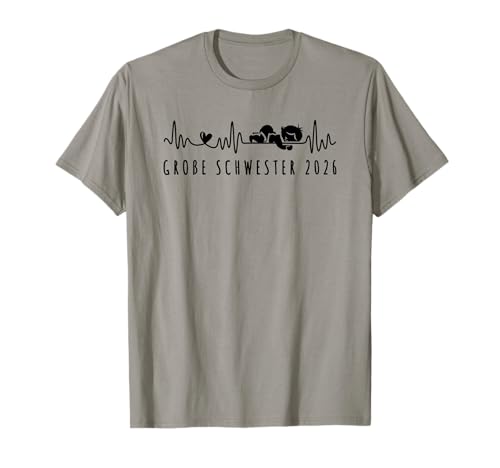 Große Schwester 2026 Werden Herzschlag Baby Überraschung T-Shirt von Ich werde Große Schwester 2026 Herzschlag Mit Baby