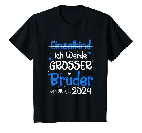 Kinder Bald Großer Bruder 2024 Junge Geschwistersohn Baby Herz T-Shirt von Ich werde grosser Bruder 2024 Geburt Geschenkidee