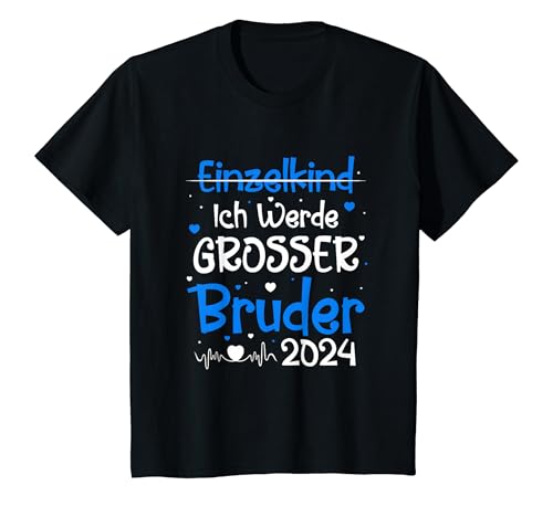 Kinder Bald Großer Bruder 2024 Junge Geschwister Sohn Baby Herz T-Shirt von Ich werde grosser Bruder 2024 Geburt Geschenkidee