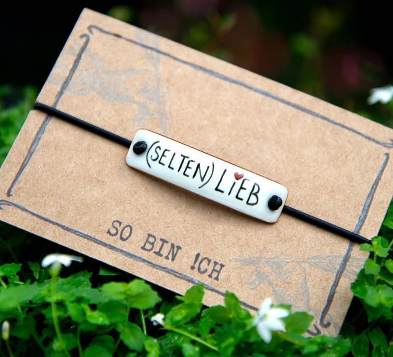Armband Aus Emaille Weiß, Beschriftet Mit Den Worten "Selten Lieb", Personalisierbares Freundschaftsarmband, Statement Armband, Anpassbar von IchbinichSchmuck