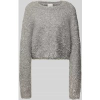 ICHI Oversized Strickpullover mit Rundhalsausschnitt Modell 'BLIZI' in Silber, Größe L von Ichi