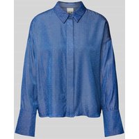 ICHI Relaxed Fit Bluse mit überschnittenen Schultern Modell 'PIPER' in Rauchblau, Größe 40 von Ichi