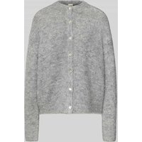 ICHI Relaxed Fit Strickjacke mit Woll-Anteil Modell 'Bela' in Hellgrau, Größe XXL von Ichi