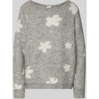 ICHI Strickpullover mit floralem Allover-Print Modell 'Kamara' in Mittelgrau, Größe XXL ICHI Strickpullover mit floralem Allover-Print Modell 'Kamara' in Mittelgrau, Größe XXL von Ichi