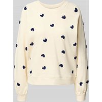 ICHI Sweatshirt mit gerippten Abschlüssen Modell 'KASURA' in Offwhite, Größe M von Ichi