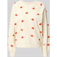 ICHI Sweatshirt mit gerippten Abschlüssen Modell 'KASURA' in Offwhite, Größe XXL von Ichi