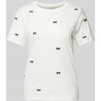 ICHI T-Shirt mit Motiv-Stitching Modell 'CAMINO' in Weiss, Größe L von Ichi