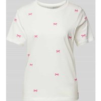 ICHI T-Shirt mit Motiv-Stitching Modell 'CAMINO' in Weiss, Größe M von Ichi