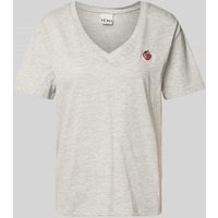 ICHI T-Shirt mit Motiv-Stitching Modell 'KENNEDY' in Hellgrau, Größe XS von Ichi