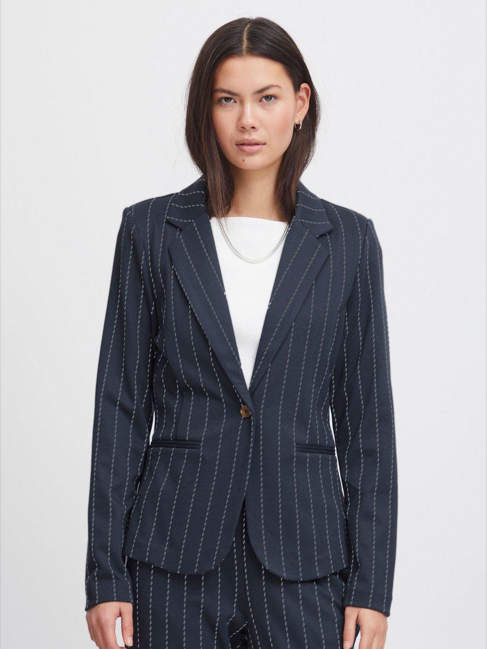 Ichi Blazer Damen Viskose gestreift, blau von Ichi