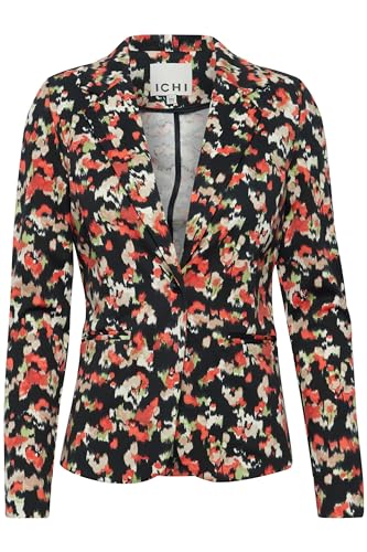 ICHI IHKATE Print BL18 Damen Blazer Jackenblazer 74% Polyester, 22% Viskose, 4% Elasthan Regular fit, Größe:L, Farbe:Total Eclipse Multi AOP (202709) von ICHI