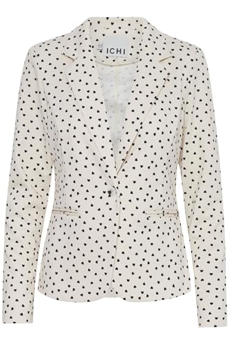 ICHI IHKATE Print BL18 Damen Blazer Jackenblazer 74% Polyester, 22% Viskose, 4% Elasthan Regular fit, Größe:M, Farbe:Birch Heart AOP (202741) von ICHI