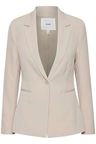 ICHI IHLEXI BL Damen Blazer Kurzblazer Jacke Ein-Knopf-Blazer mit Stretch und Reverskragen, Größe:38, Farbe:Doeskin (151308) von ICHI