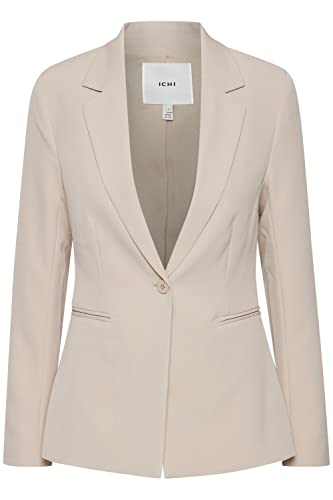 ICHI IHLEXI BL Damen Blazer Kurzblazer Jacke EIN-Knopf-Blazer mit Stretch und Reverskragen, Größe:42, Farbe:Doeskin (151308) von ICHI